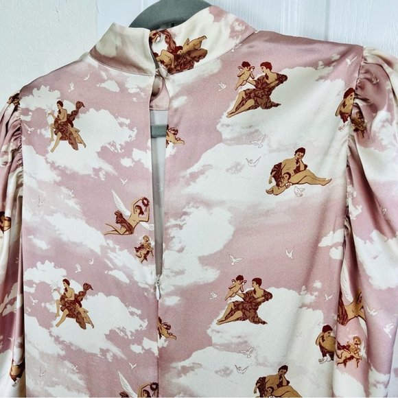 NWT Reformation Livie 100% Silk Satin Long Sleeve Mini Dress in Nirvana Pink 10 - Picture 8 of 14